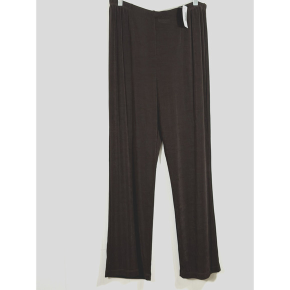 Chicos Travelers No Tummy Slinky Knit Pants Size 2 US 12/14 Chocolate USA New - Picture 1 of 11